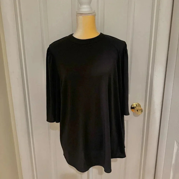 Universal Standard Crepe Jersey Capelet Blouse in Black - Picture 3 of 12